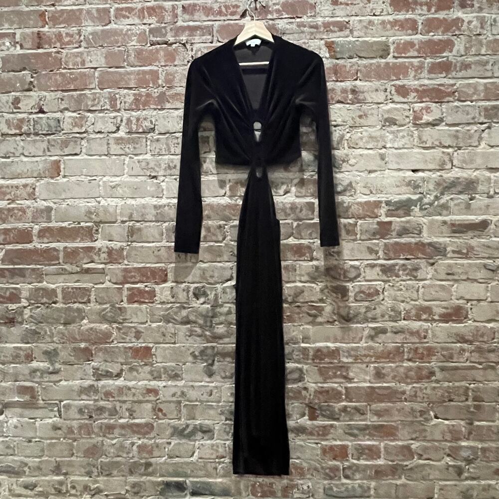 A.L.C Maeve Women's Draped Velvet Dress With Cut Out Details in Brown Size 4 - Picture 6 of 12